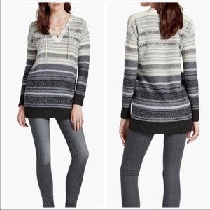 Lucky Brand Southwest Lace Up Pullover Sweater